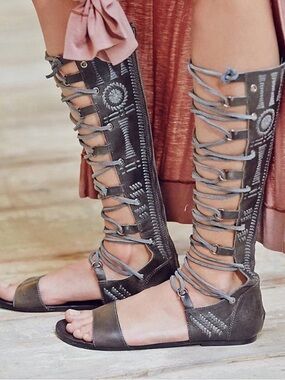 FREE PEOPLE Leather Bellflower Gladiator Sandals EU Size 36 US 5.5 or 6